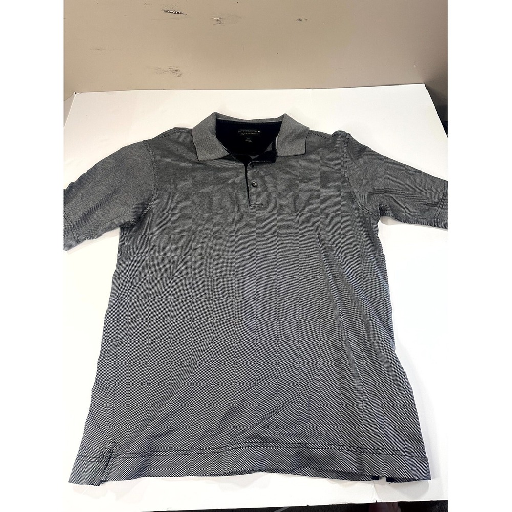 Cutter & Buck Signature Collection Polo Shirt Men Medium Black White Golf Collar